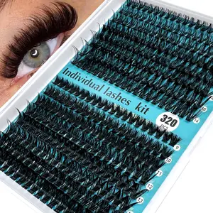 320pcs/304pcs DIY eyelashes 0.07mm D curly 30D/40D/60D/80D false eyelashes, 9-16mm mixed length artificial mink single eyelash, suitable for any style of natural thick eyelash extension