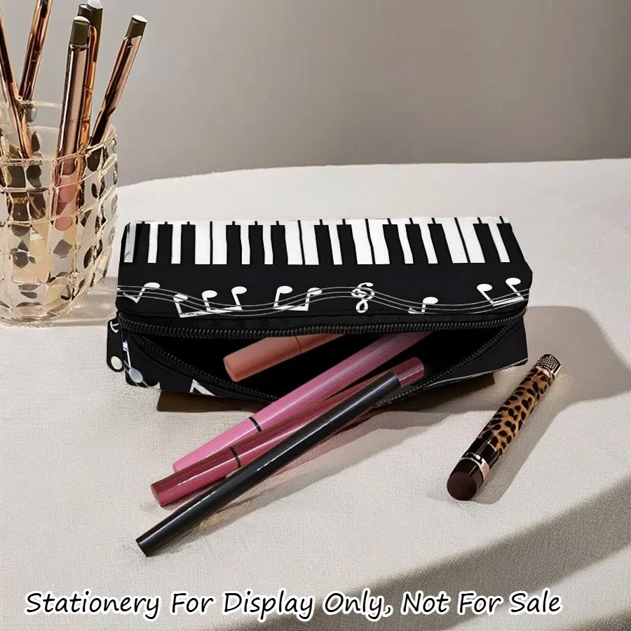 1Pc Piano Key Musical Note Print Pencil Case Lightweight Multi Purpose Storage Bag Mini Coin Purse Stationery Pouch For Students Music Teachers School Classroom Back To School Daily Travel Cosmetic Small Item Organizer Supplies