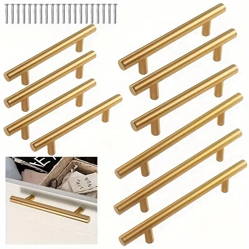 10 Piece Stainless Steel Handles, Modern Simple Design, Durable Anti-Corrosion Easy Grip, for Kitchen Cabinets, Bathroom, Furniture, Door Hardware