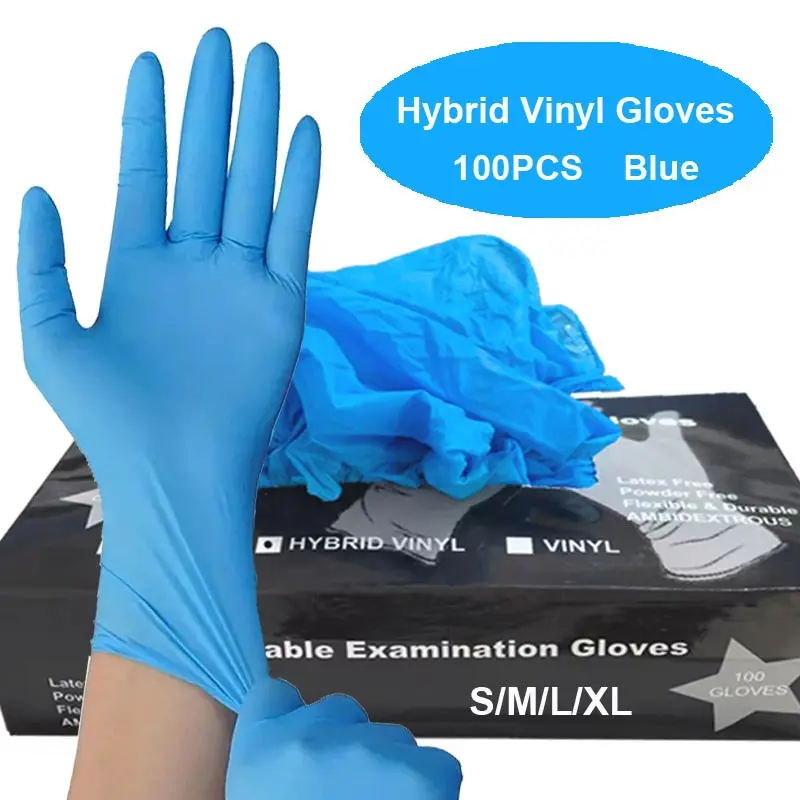 Blue Hybrid Vinyl Gloves, High Elasticity and Durable, Latex-Free, Ideal for Kitchen Cleaning, Nail Art, Garden Maintenance, Car Repair, Painting, Household Cleaning Gloves, Gloves For Washing Dishes