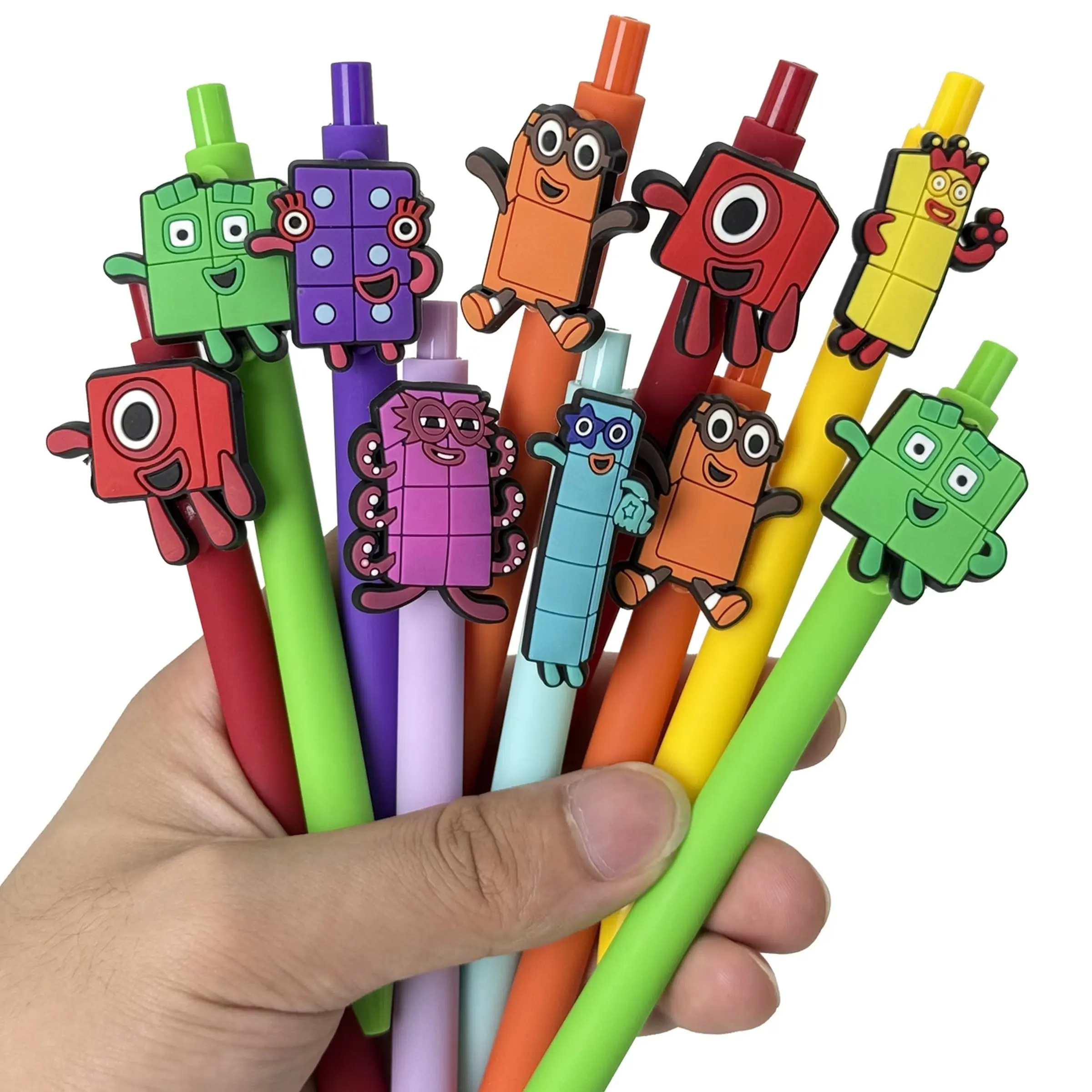 15/20/30pcs Cute Number Building Block Pens, Colorful Cartoon Design, Student Writing Tools, Classroom Rewards, Party Gifts