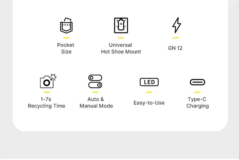 Ulanzi F12 Mini Camera Flash Speedlite GN12 6500K Standard Hot Shoe Mount for Sony Canon Nikon Panasonic Olympus DSLR Camera