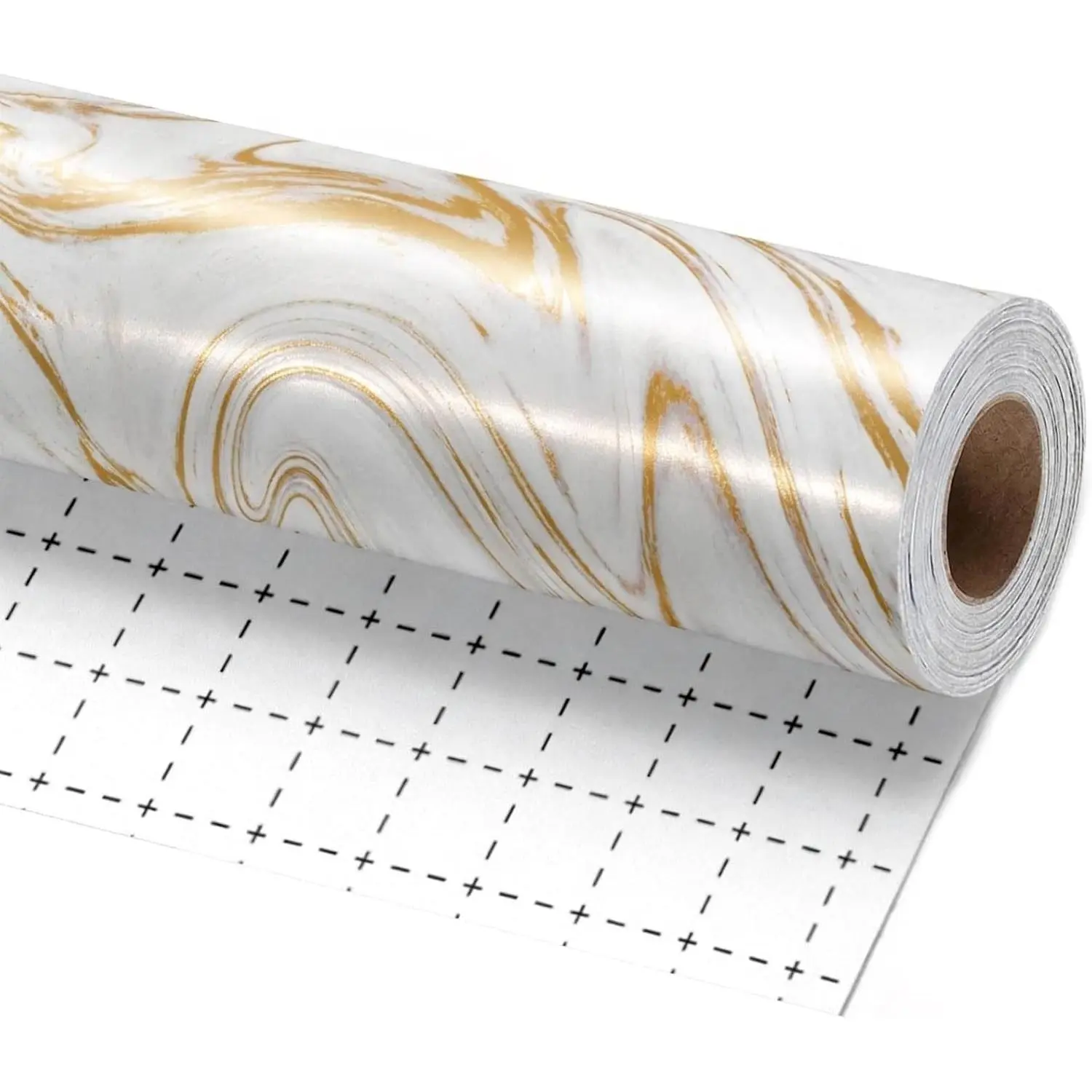 White & Gold Wedding Wrapping Paper, Premium Pearly-Lustre Paper, 17 Inch x 33 ft Gift Wrap Roll for Bridal Shower, Birthday, Holiday & Luxury Presents – Marble Vein Elegant Gift Paper
