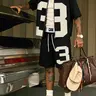 Unisex Casual Shirt and Shorts Set, Zipper Design, Detachable Tie, Comfortable Fabric, Summer Streetwear, Multiple Styles Available