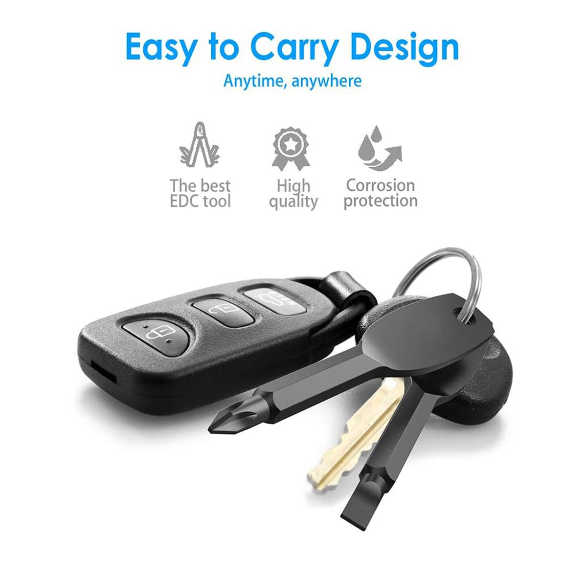 2 in 1 Keychain Screwdriver Set, Multifunctional Screwdriver, 1 Set Mini Pocket Phillips and Flat Head Screwdriver with Key Ring, Outdoor Survival Emergency Handy Tool, Portable