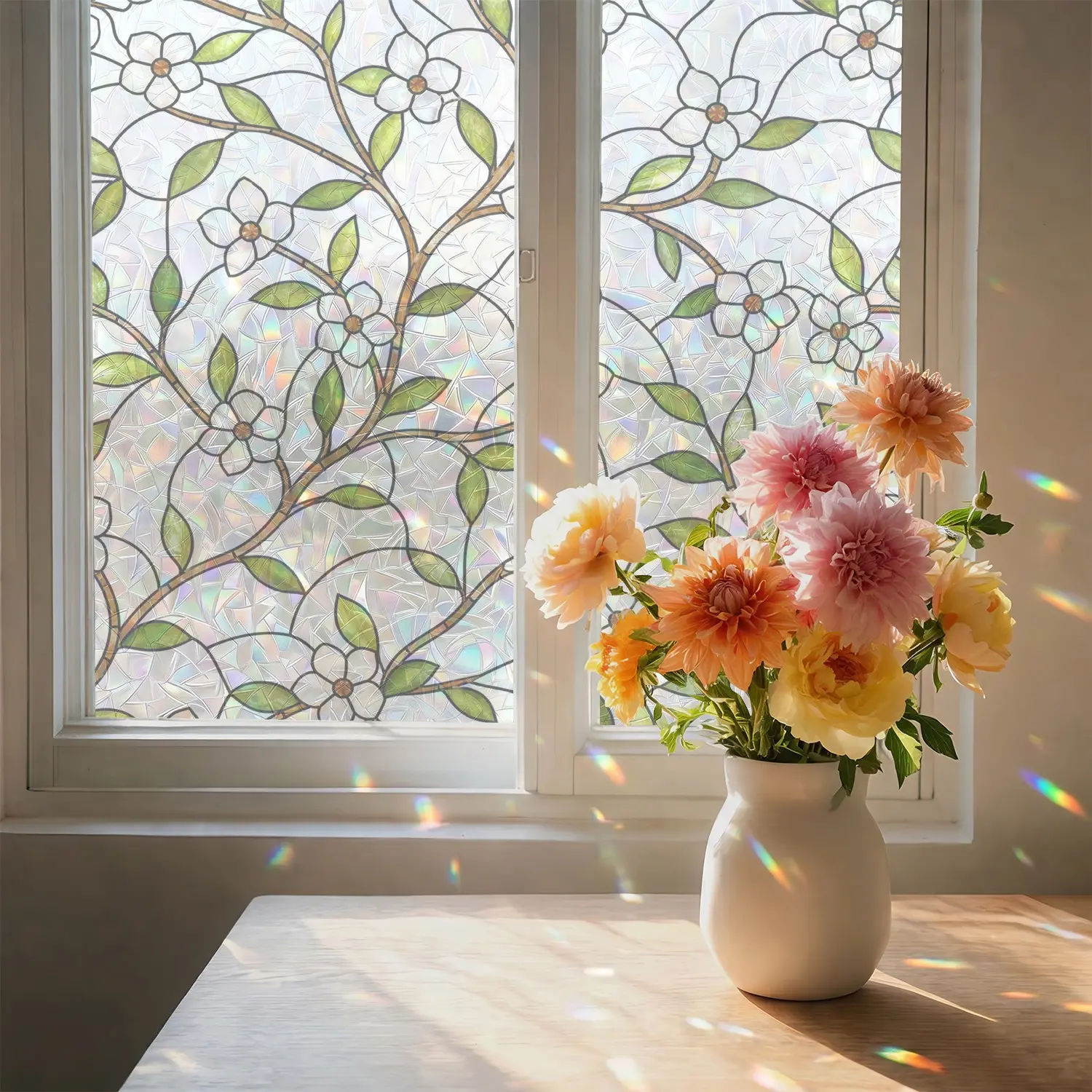 1pc Colored Static Window Cling,Crescent Rainbow Light Effect, Easy To Clean, Easy To Peel And Paste,Protecting Privacy And Enjoying Private Space