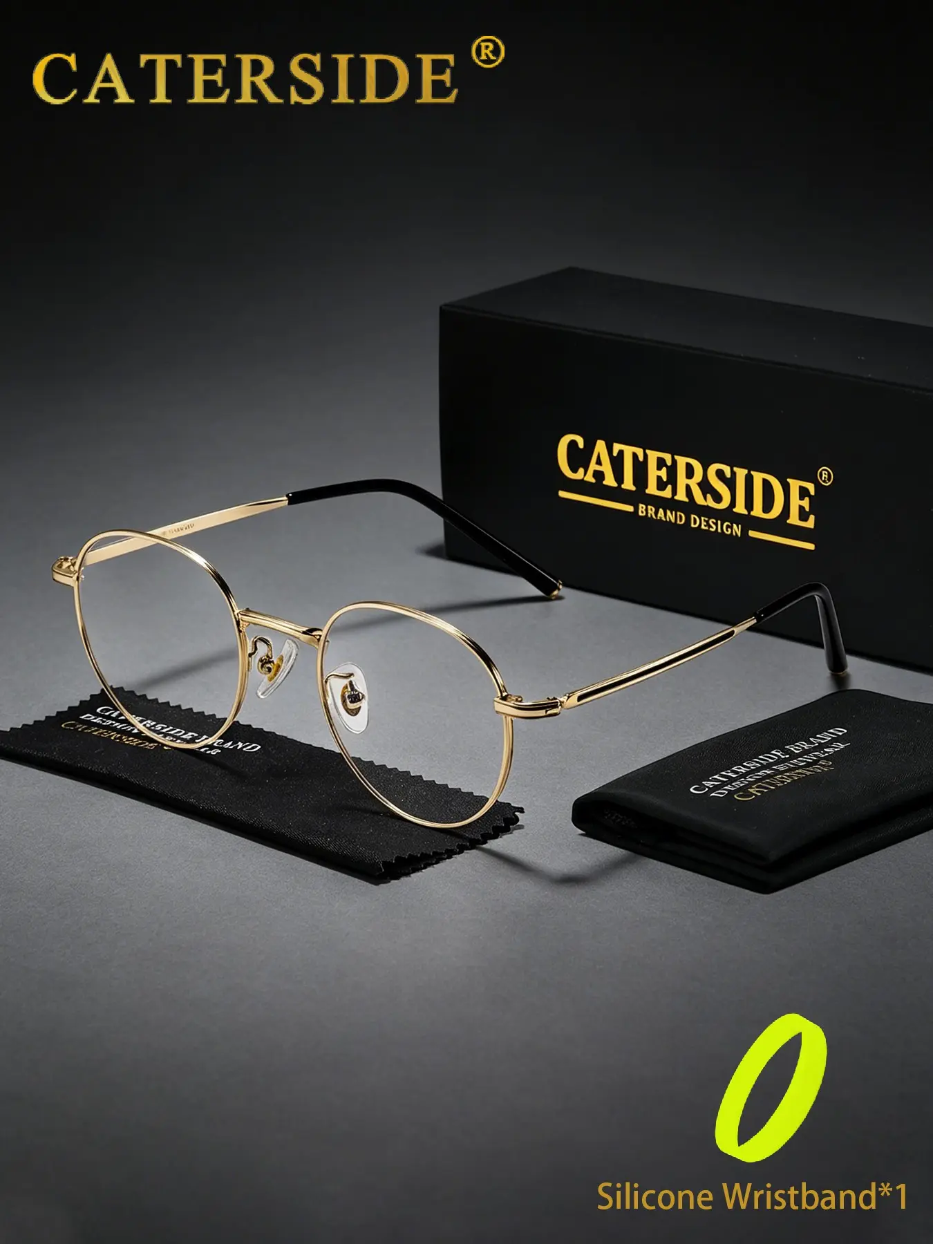 CATERSIDE Semi Titanium Metal Round Frame Anti Blue Light Glasses Classic Punk Simple Elegant Version Unisex For Friend Party Selfie Prop Self Driving Trip Seaside Wedding Styling Decoration Portable Gift Glasses