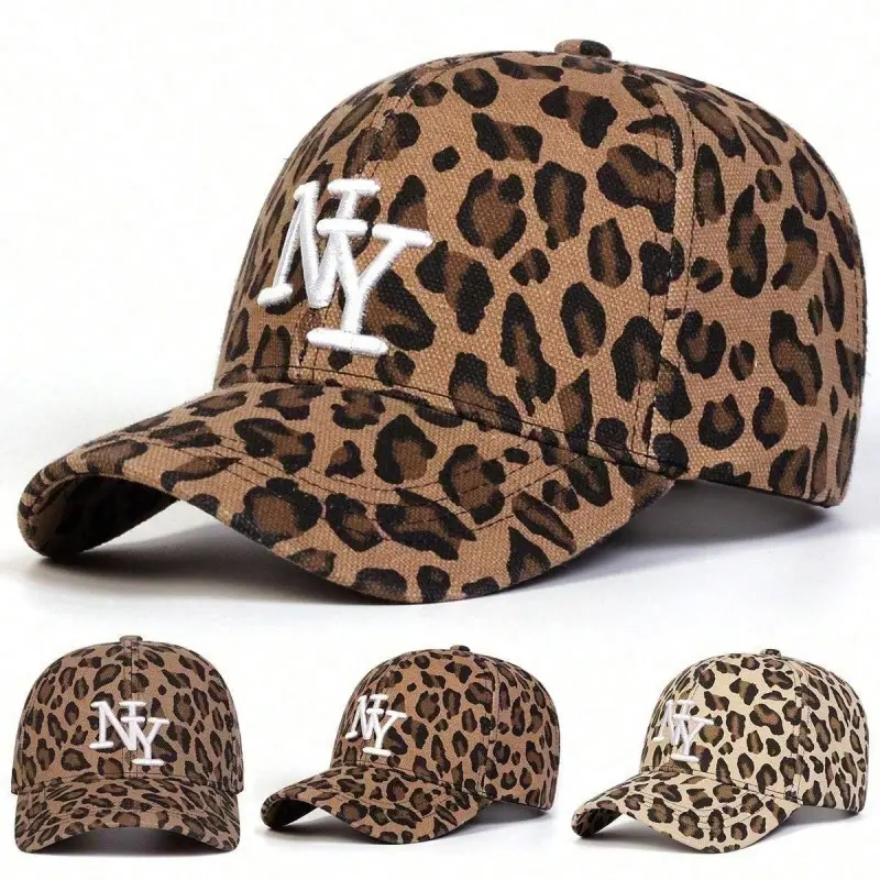Women's LA Leopard Print Baseball Cap, Adjustable Sunscreen Hat with Wild Pattern, Lightweight and Portable, Fits Most Head Sizes, Sun Protection, Beach, Casual