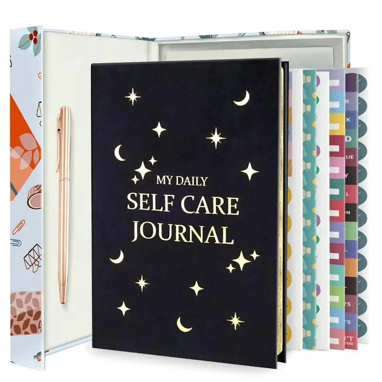 Self Care Diary Book Gift Set, 1 Set Including 1 Count Diary Book & 6 Counts Sticker & 1 Count Pen, Daily Positive Affirmation Notebook, Ideal Gift for Birthday, New Year, Valentine's Day