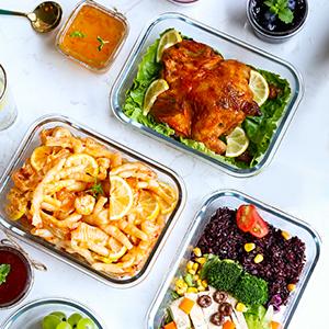 10 Packs 30 oz Glass Meal Prep Containers,Glass Food Storage Containers with Lids,Airtight Glass Lunch Bento Boxes,Microwave,Freezer and Dishwasher,Gray