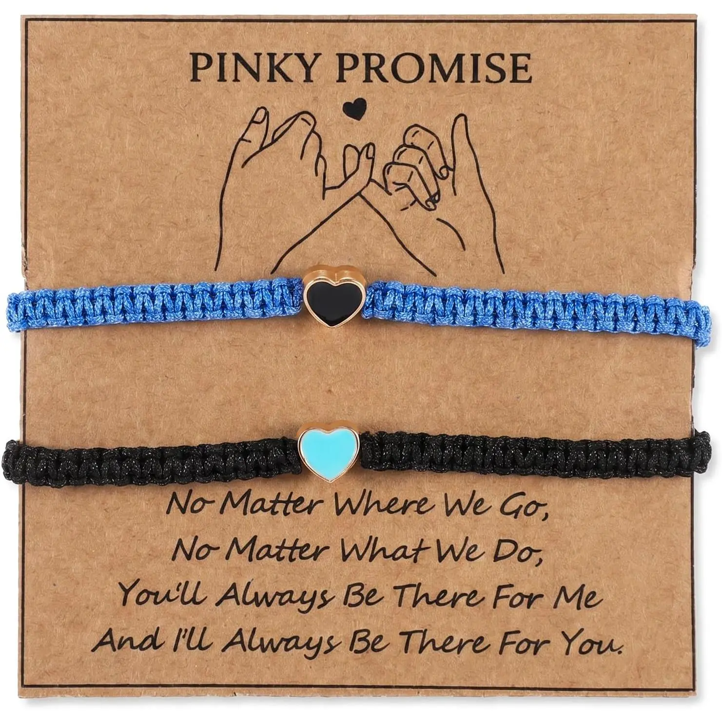 2 count Matching Couple Bracelets, Heart Bracelets for Couples, Bff Bracelets, Long Distance Relationship Gifts for Girlfriend Boyfriend Friendship Relationship Christmas Anniversary(Blue Black)