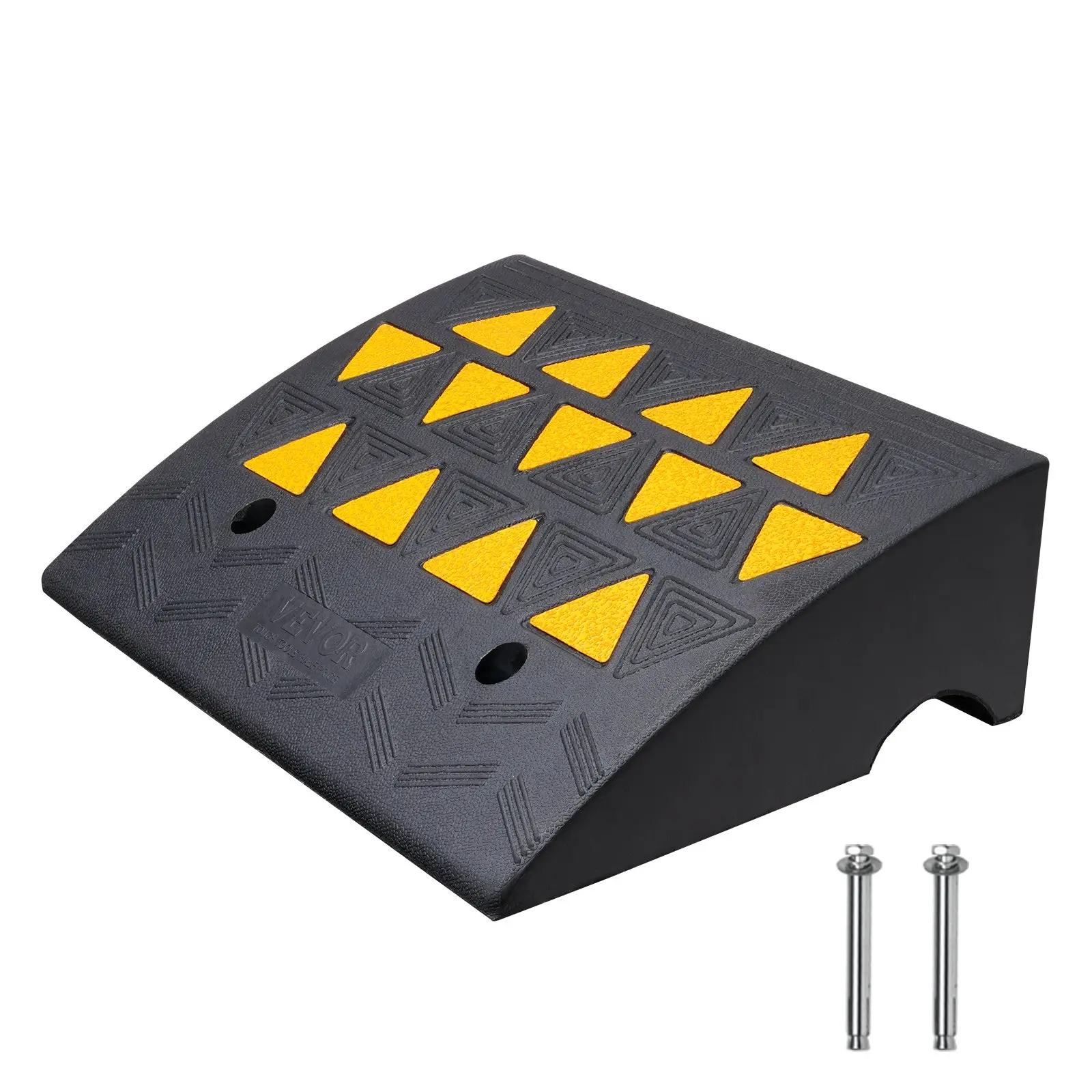 【Summerfinds】VEVOR Rubber Curb Ramp 6" Rise Height Sidewalk Curb Ramp, 14.6" Width 19.3" Length Driveway Ramp for Curb, 15T Heavy Duty Rubber Ramp for Forklifts, Trucks, Buses, Cars, Wheelchairs, Bikes