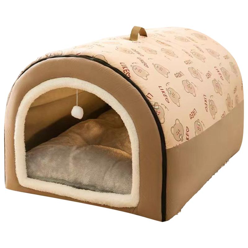 Warm Winter Dog House Mat Detachable Plush Cotton Puppy Shelter Washable Large Dog Bed House Comfortable Winter Cat Bed Castle Dogs Cats Pet Supplies