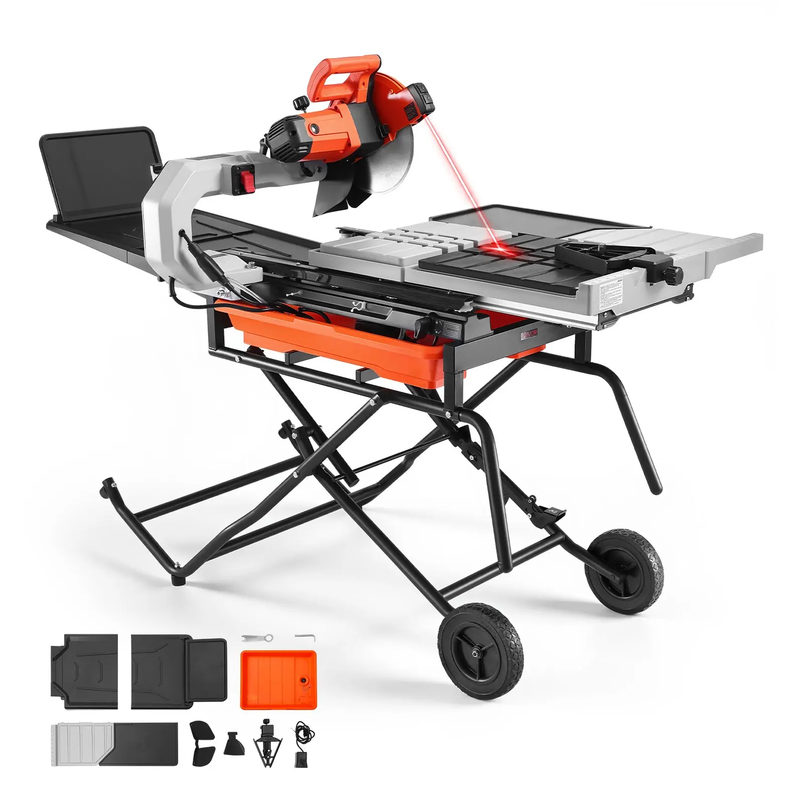 【Black Friday】VEVOR Wet Tile Saw with Stand 10 Inch 65Mn Steel Blade Tile Cutter Wet Saw, for Cutting Tiles and Stones, 0-45 Adjustable Bevel Cut, 15-Amp, 4500 RPM Copper Motor, with Water Reservoir and Casters