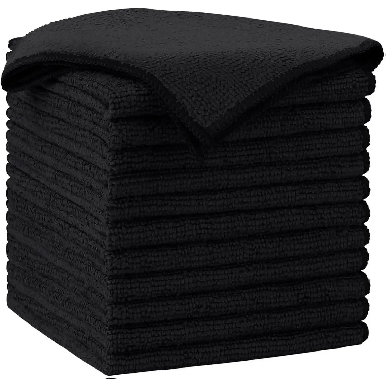 Microfiber Cleaning Cloth-12PK Ultra Soft & Scratch Free Lint Free Streak Free 12x12in Black Towels for Cars Kitchen & Windows Highly Absorbent Quick Dry Machine Washable Reusable Glass Household