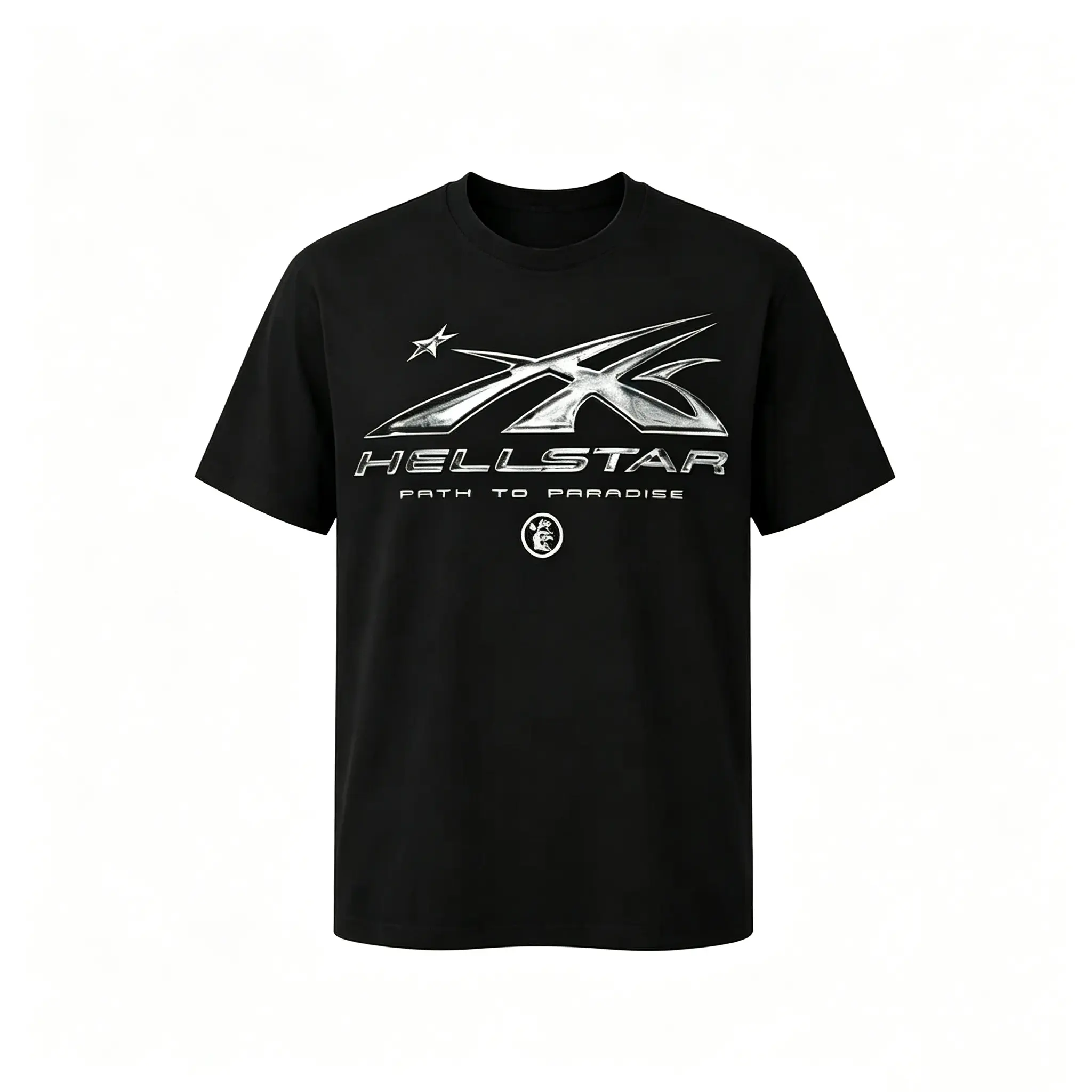 Retro Metallic Star Logo Oversized Streetwear Y2K Graphic Tee