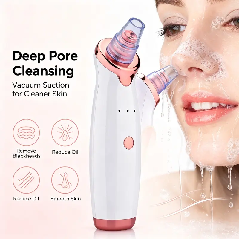 Electric Nose Blackhead Cleaner, 1 Set 3 Strength Levels Cleaner with 5 Functional Heads, Multi-functional Cleaner for Women & Men, Skincare Tools