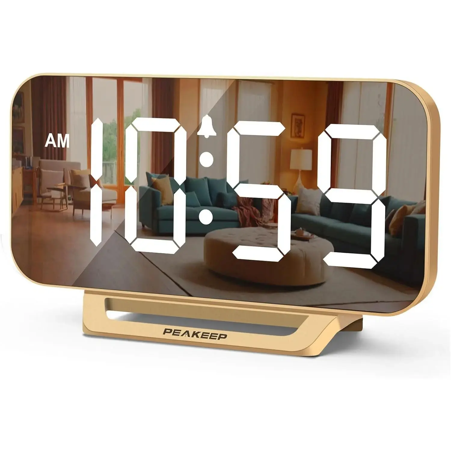 Compact Slim Modern Digital Dimmable Desk Clock - Plug-in Electric, 6 Dimmers, Battery Backup, Big LED Display, Black with Blue, Dimmable Clock for Camping, Bedroom Decor & Alarm for Waking Up Accessory