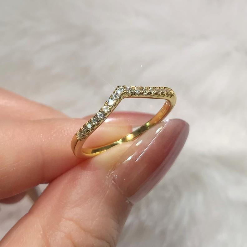 S925 Sterling Silver V-Shaped Ring Synthetic Moissanite Ring fashion jewelry accessory woman girl promise ring-167(50%)