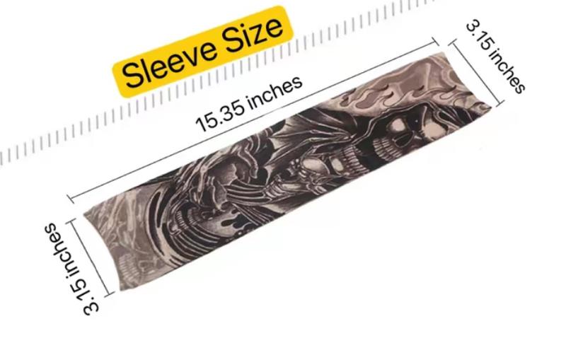 10pcs  Fake Temporary Tattoo Sleeves Slip on Arm Sunscreen Body Art Arm Stockings