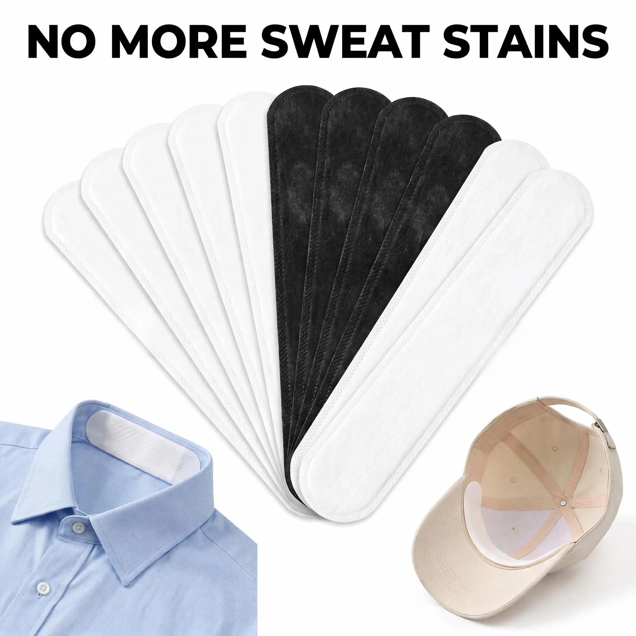 10-piece pack of disposable sweat pads|   Hat brim sweat-absorbing pad, collar protector, sports anti-stain tool, hat lining sweat-absorbing band, no-wash portable sweat-absorbing gadget, hat and collar anti-sweat and anti-stain