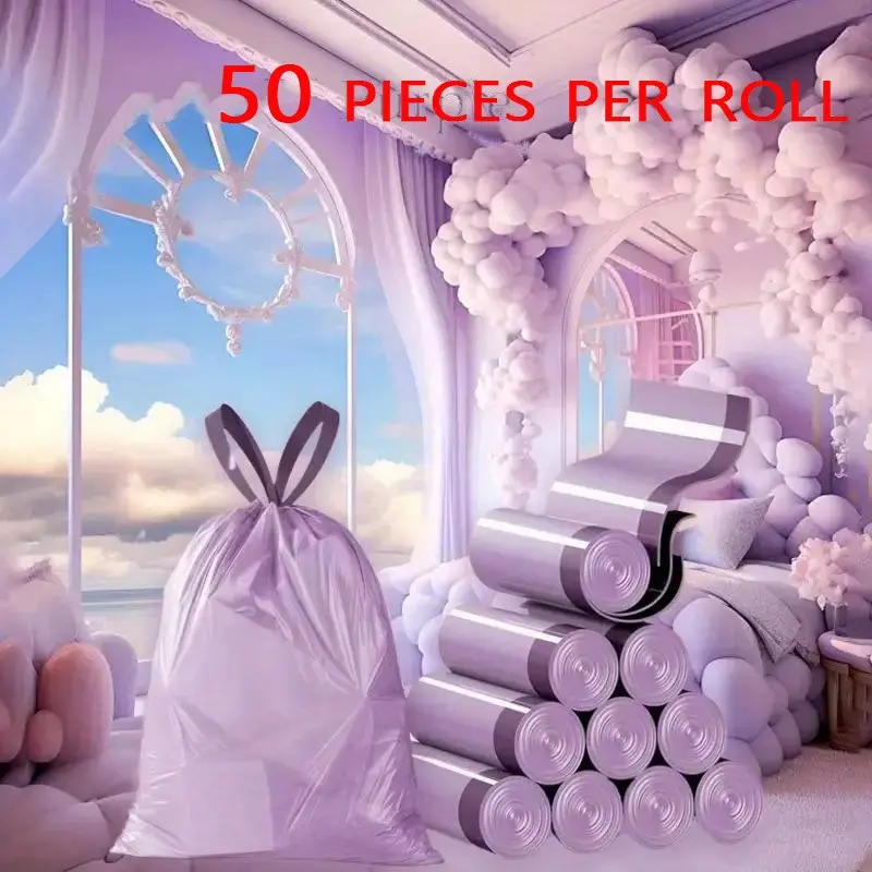 New High-Grade Portable Disposable Trash Bags, Thick Large Capacity Iceberry, Drawstring Kitchen Plastic Bags for Home and Dorms, Sturdy Trash Bags