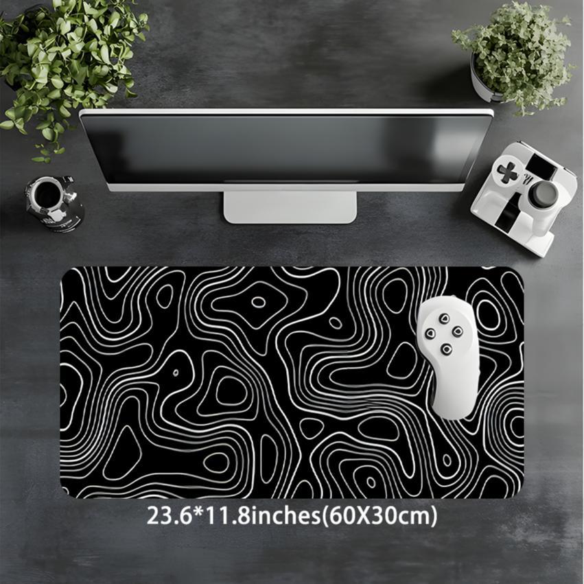 Abstract Terrain Line Pattern Mouse Pad, Rectangle Gaming Mouse Pad, Non-slip Rubber Pad, Aesthetic Desktop Decoration Protective Pad for Laptop, Desktop Computer Games, Desktop Accessory