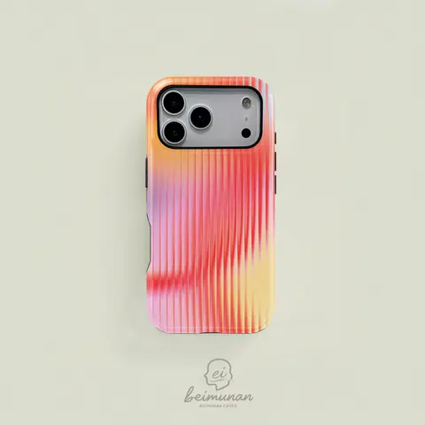 Classic Flower-Inspired Smartphone Case - Vibrant Warm-Toned Mixed Color Vertical Stripe, 2-in-1 Durable Protective Cover for Cellphone, MagSafe Compatible, Stylish Personalized Birthday Gift, Fits iPhone 17/16/15/14/13/12/11 Pro Max/Plus/Pro