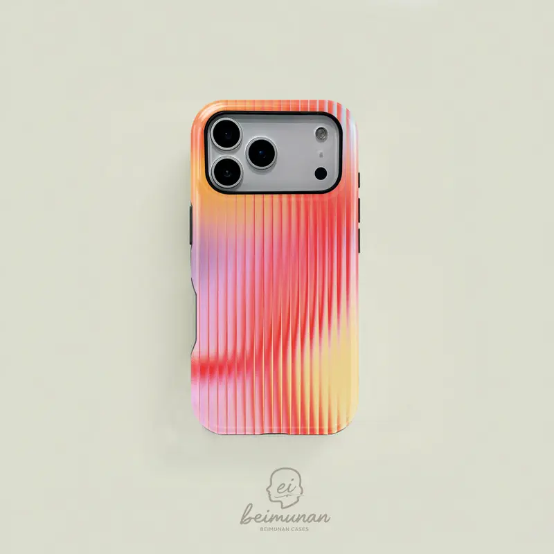 Classic Flower Inspired Smartphone Case Vibrant Warm Toned Mixed Color Vertical Stripe, 2 in 1 Durable Protective Cover for Cellphone, MagSafe Compatible, Stylish Personalized Birthday Gift, Fits iPhone 17/16/15/14/13/12/11 Pro Max/Plus/Pro