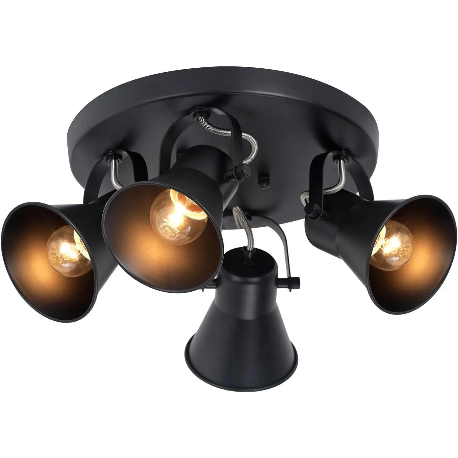 4-Light Adjustable Black Directional Ceiling Track Lighting Fixtures for Kitchen, Bathroom, Hallway, Dining Room, Coffee Bar