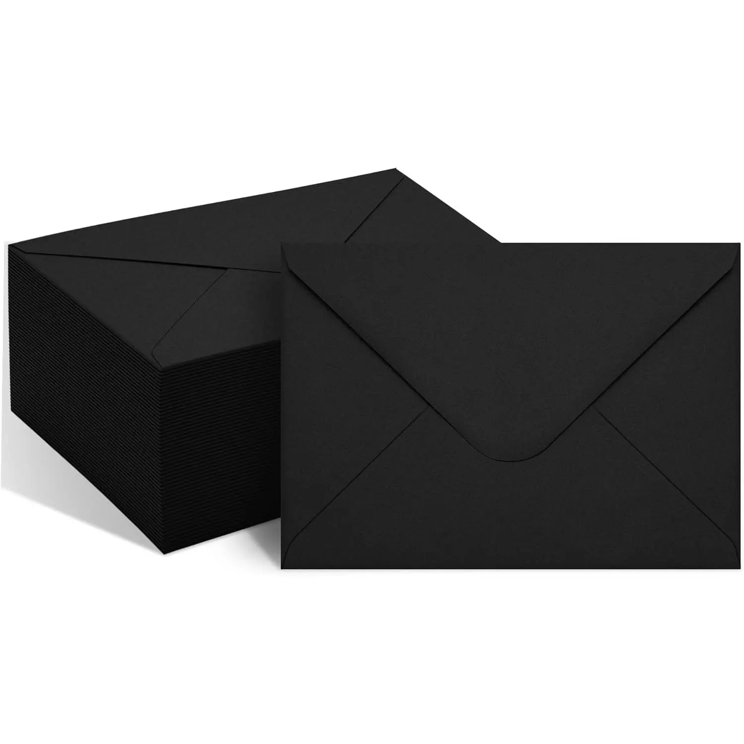 50 Pack 5x7 Black A7 Envelopes with V Flap for Invitations, Weddings, Graduations, Baby Showers, Greeting Cards, Photos, Postcards, Mailing & RSVP CardsGift