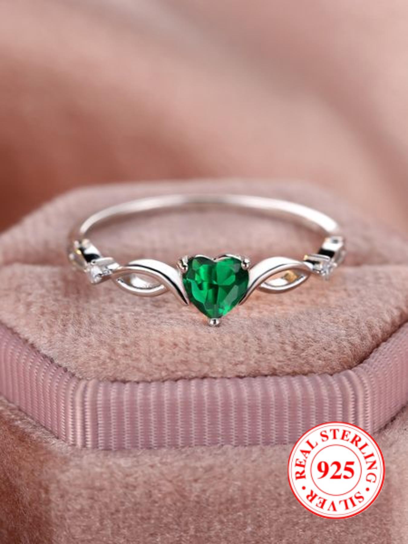 S925 Sterling Silver Fashion Colorful Heart Shaped Decor Ring, Promise Engagement Rings, Elegant Artificial Opal Decorated Ring for Women & Girls, Perfect Holiday Anniversary Birthday Gift, Valentine's Day Gift