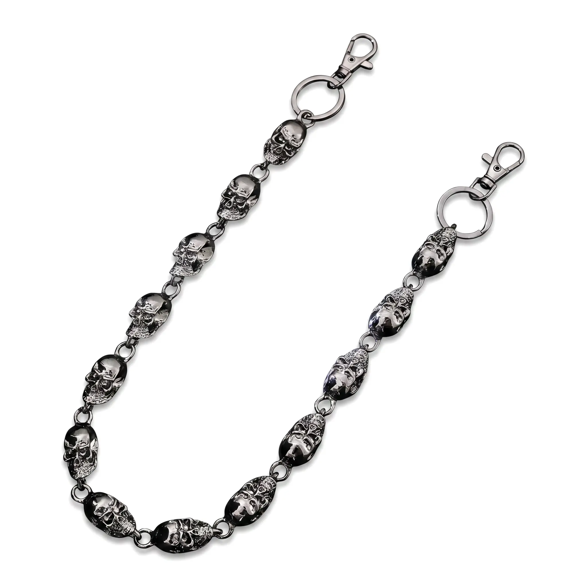Unisex Edgy Hip Hop Skull Waist Chain - Polished Metal, Shiny Surface, Clips Easy, All-Seasons Dark Street Style Streetwear Outfits Punk Jeans Accessory, Single Loop Under 60cm, Punk Vibes, Skull Motif, Punk Edge