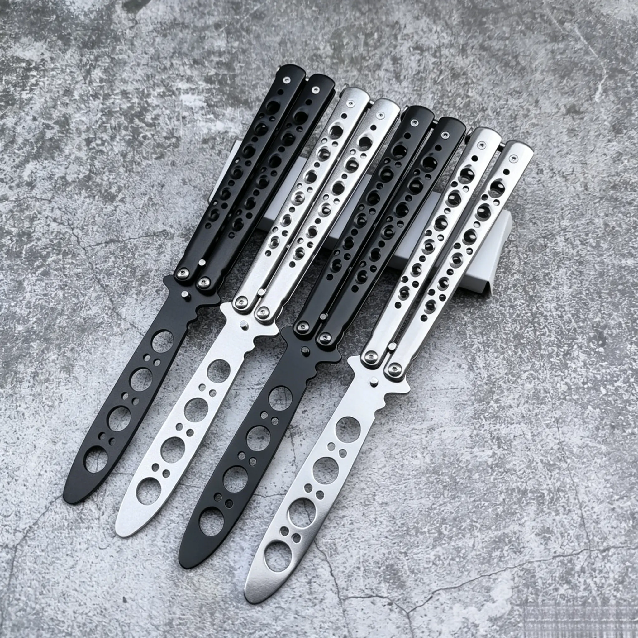 Durable and Safe Balisong Trainer - Unsharpened Design Stainless Steel Flipping Tool, Realistic Feel Safe Practice Tool for Beginner (Sports & Outdoor Camping & Hiking Camp Kitchen Accessory)