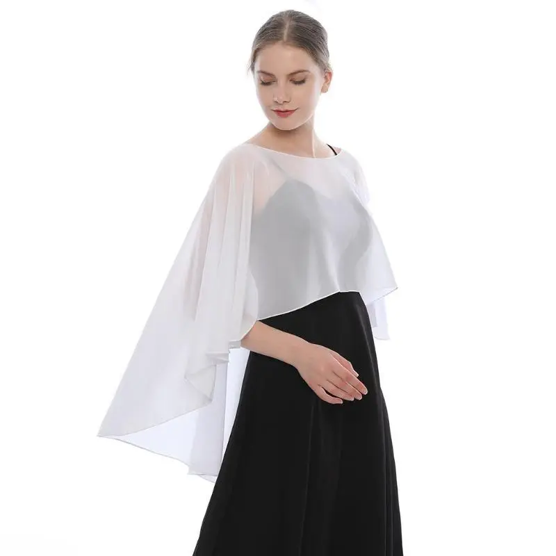 Women's Lightweight Chiffon Shawl, Open-Front Shrug Cover Up for Evening Dresses, Wedding Guest and Formal Party Sun Protection, Chiffon Fabric, Shawl Cut