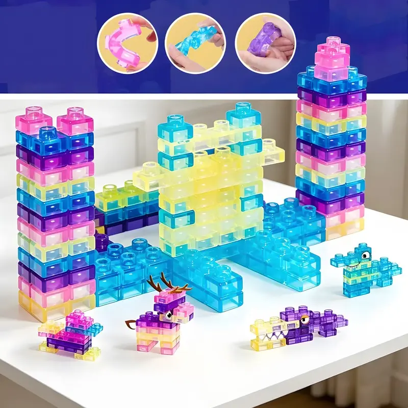 40 Piece Sensory Soft Blocks Set, Montessori Squeezable Stacking Toy for Toddlers, Early Education Building Toys, Creative Puzzle Blocks