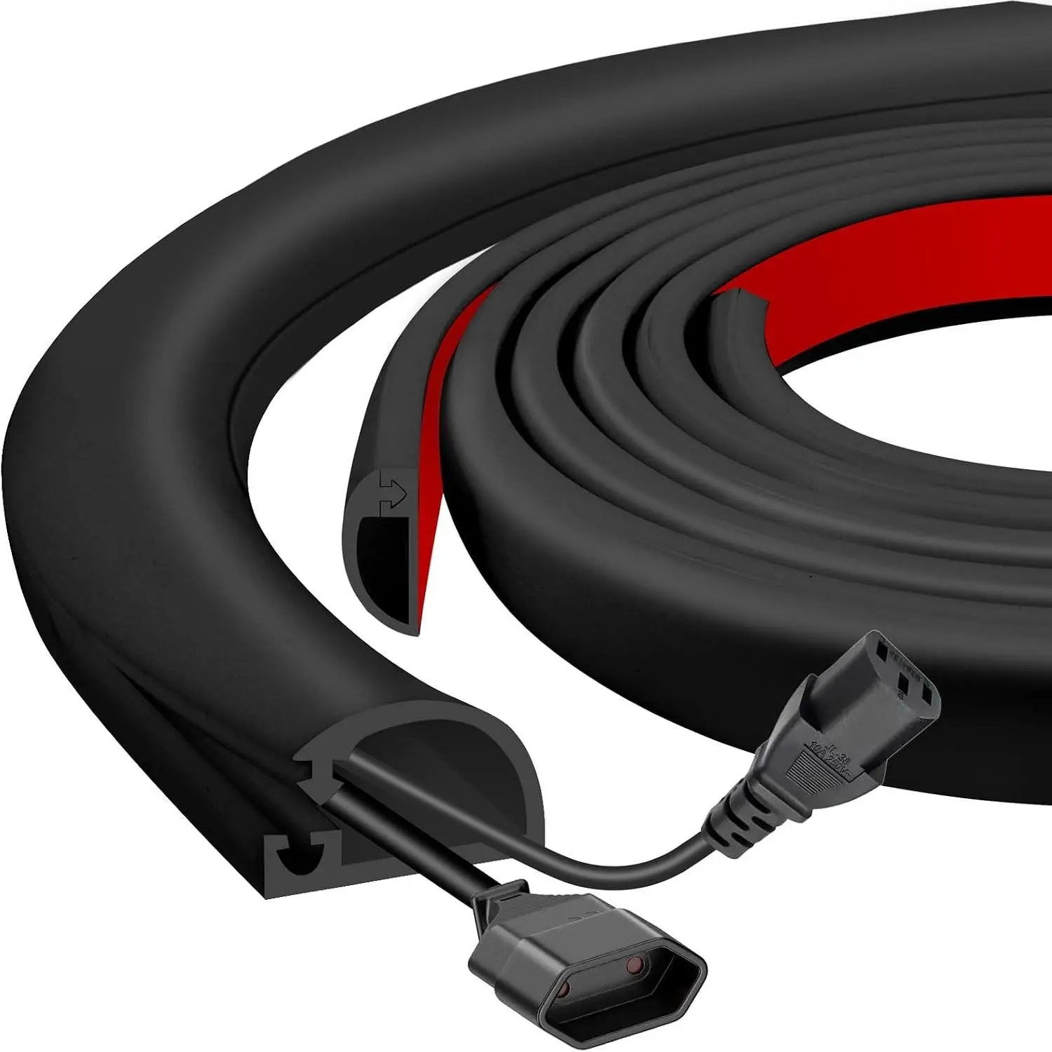 Silicone Side-Open Wall Wire Hider, 10FT Self-Adhesive Flexible Cord Cover for Mounted TV, Home Office, Cavity 0.63"W x 0.31"HGift
