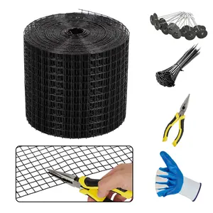 Garvee Solar Panel Bird & Critter Guard Mesh – 6in x 120ft Heavy Duty Rust-Proof PVC-Coated Wire, 1/2" Grid with Fastener Clips, Cable Ties, Gloves & Pliers for Professional Solar Panel Protection