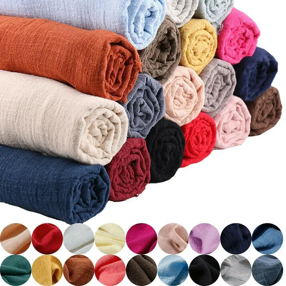 Summer Crepe Slub Fashion Thin Linen Cotton Fabric Eco-friendly Soft Breathable DIY Handmade Sewing Craft Making Clothes Dress