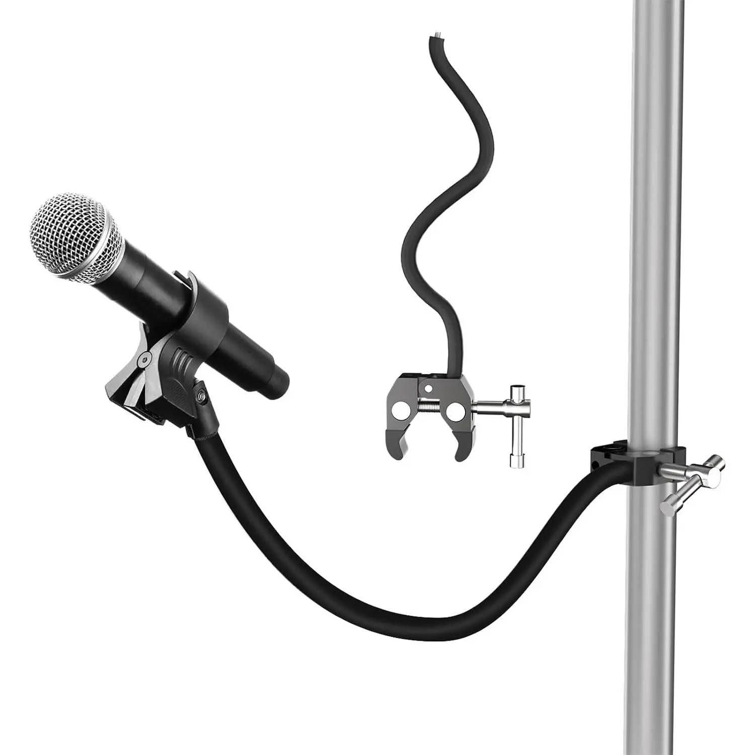 Gooseneck Microphone Stand,19.69" Flexible Adjustable Arm Super Crab Clamp Mic Clip 3/8"-16 to 5/8"-27 Adapter Mount,Compatible with Shure/ / AT2020 / /Blue Snowball/