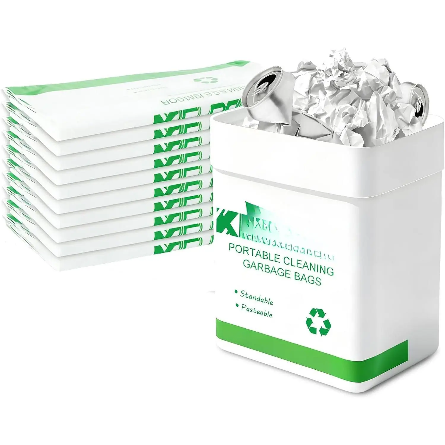 Disposable  Trash Bags Standable 100 Pack  Garbage Bag Self Adhesive travel trash bag for  Kitchens Bedrooms Offices Travel and Camping Open Top Cleaning Bags (10.1 * 2.3 * 7.6 in) (50)