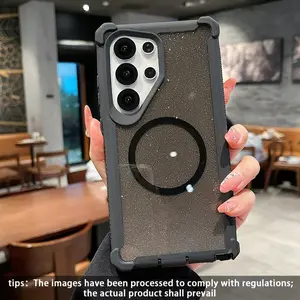 Four Corner Protection Glitter Magnetic Anti-Drop Phone Case, Compatible with Samsung Galaxy S26 S26 Ultra S25 Plus S25 Ultra S24 Ultra S23 Ultra S22 Ultra