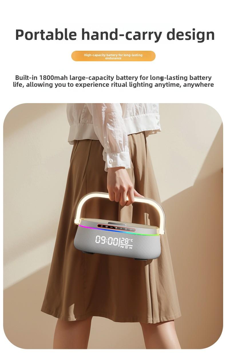 Best-selling all-in-one wireless charger, colorful LED smart desktop clock, alarm clock, portable Bluetooth speaker