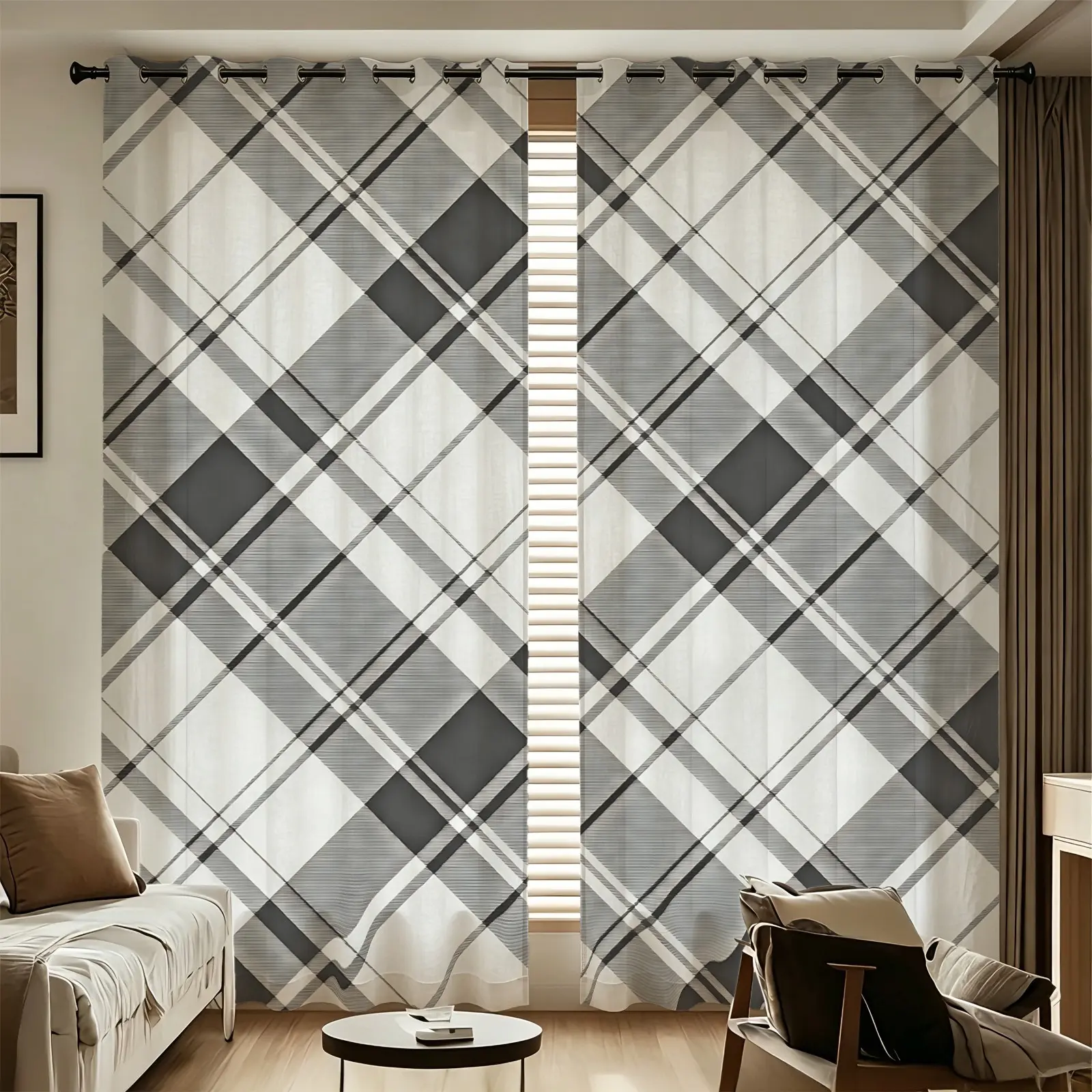 2-Pack Scottish Plaid Striped Curtains, 85% Blackout Thermal Insulated Drapes with Elegant Drape, Easy to Install and Maintain, Versatile for All Scenes, Home Atmosphere Soft Decor