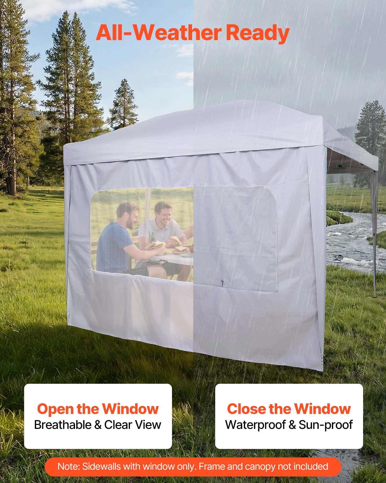 VEVOR Canopy Sidewalls, Fit for 10 x 10 ft Pop Up Canopy Tent, Tent Side Walls with Waterproof and Sunlight Protection Layer for Outdoor Event Tents, Vendor Booths, Camping (1 Sidewall Only, White)