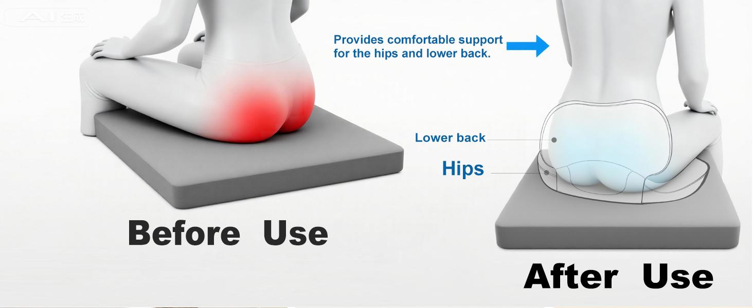 Seat Cushion, Wheelchair,Lumbar&Back,Bed Sore for Butt,Relieve Sciatica,Coccyx for Office Chair, Home - Relieves Pressure,Washable Cover(Black)