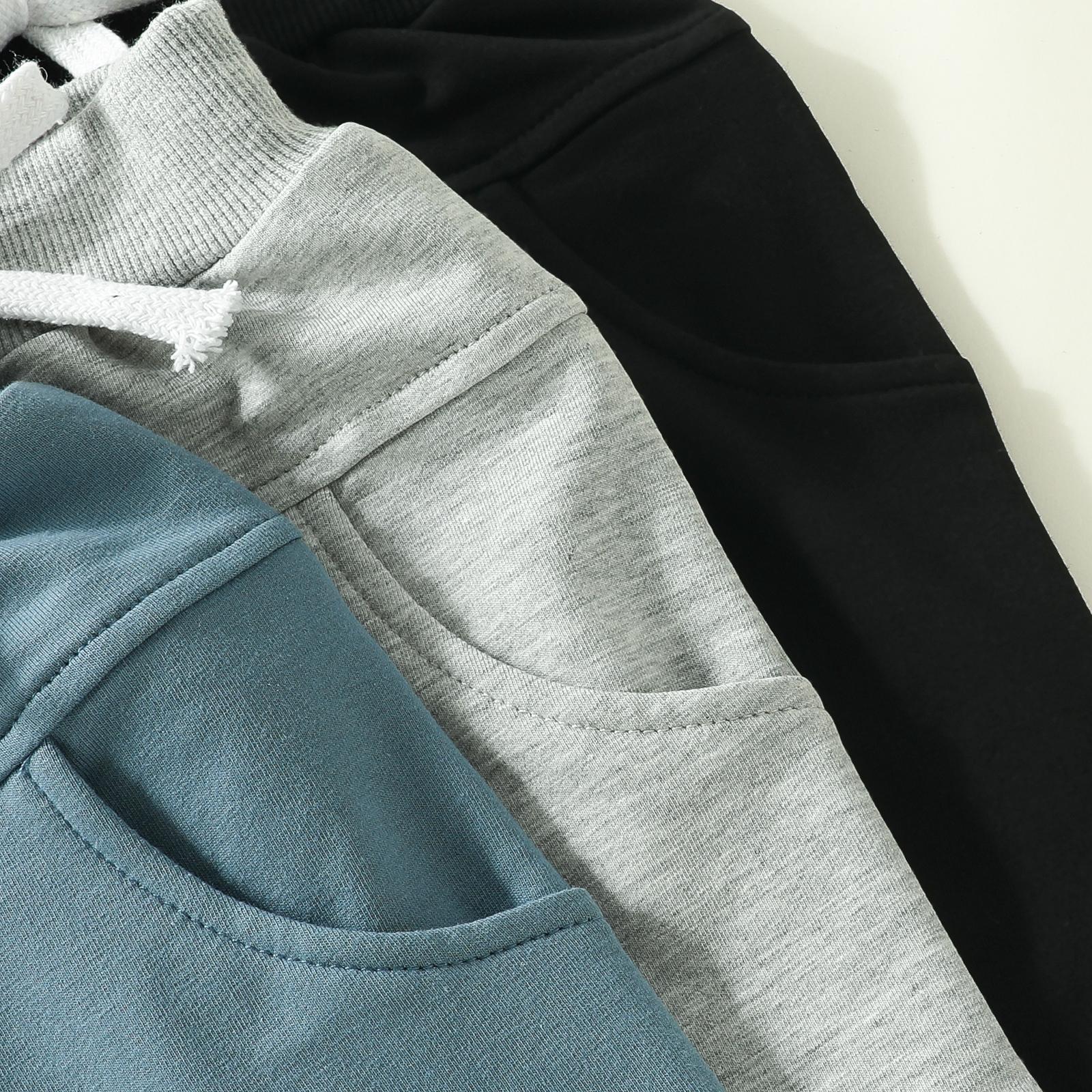 Toddler Baby Boy Fall Pants 3 Pack Active Jogger Casual Athletic Trousers Solid Color Pocket Elastic Waist Harem Bottoms