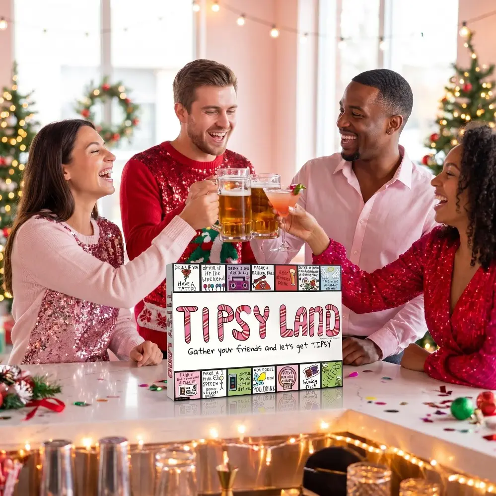 Tipsy Land Adult Drinking Board Game, Hilarious Plastic Party Game for Bachelorette Girls Night, Christmas Thanksgiving New Year Friends Holiday Celebrations