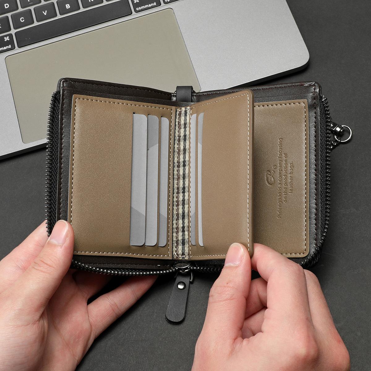 Skull Embossed Short Zip Wallet for Men Bifold PU Leather Card Holder with Multiple Slots Rock Style Money Clip for Credit Cards & Cash Everyday Essential