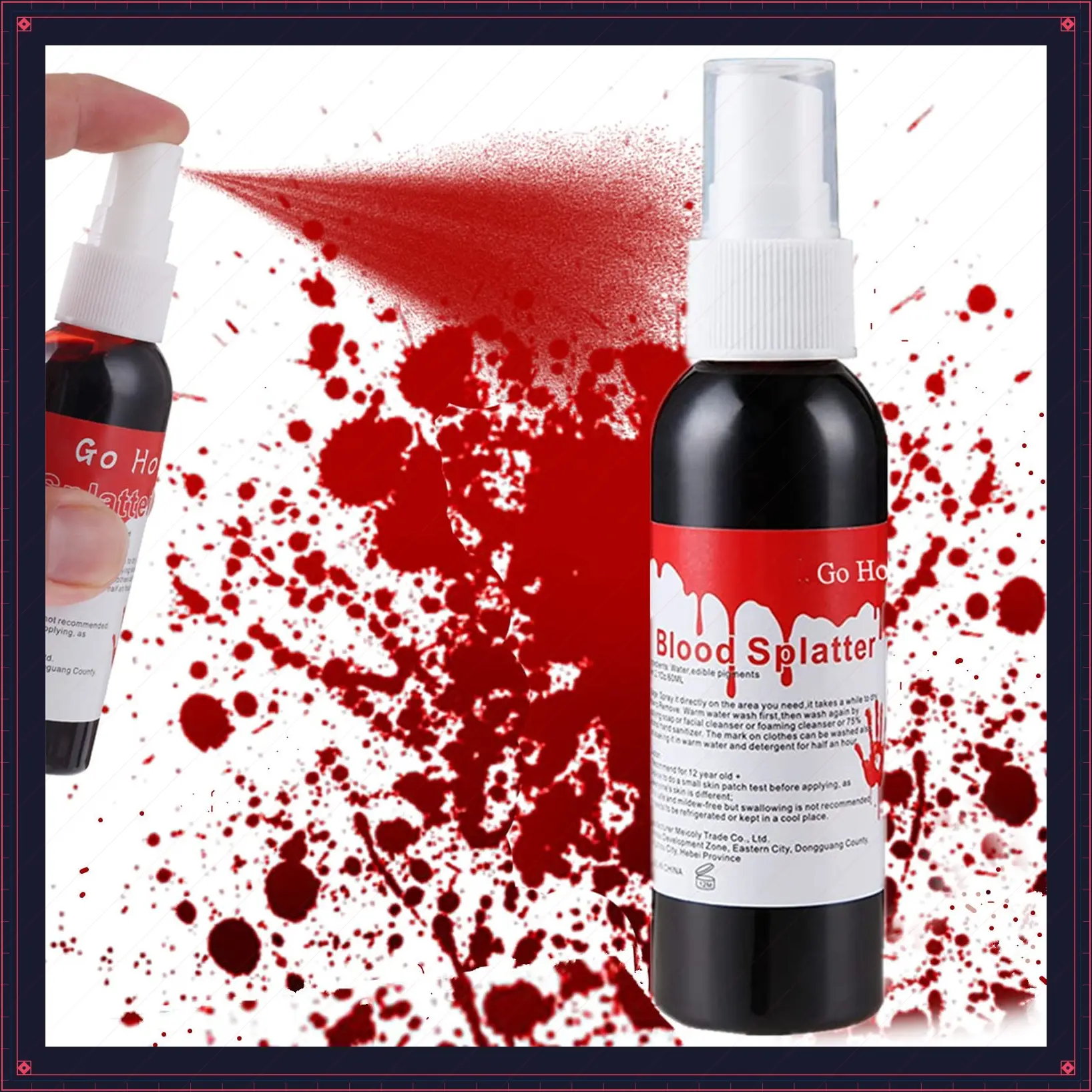 Blood Splatter Fake Blood Washable(2.1 oz),Halloween Fake Blood Spray Eye Blood Drops Body Paint,Fake Blood for Clothes and Zombie Monster Vampire Clown Costume Cosplay Makeup,1PCGift